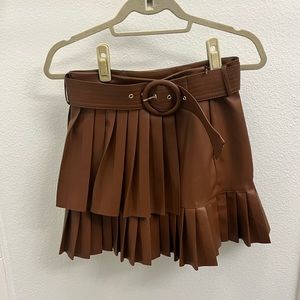 Zara Leather Pleated Skirt